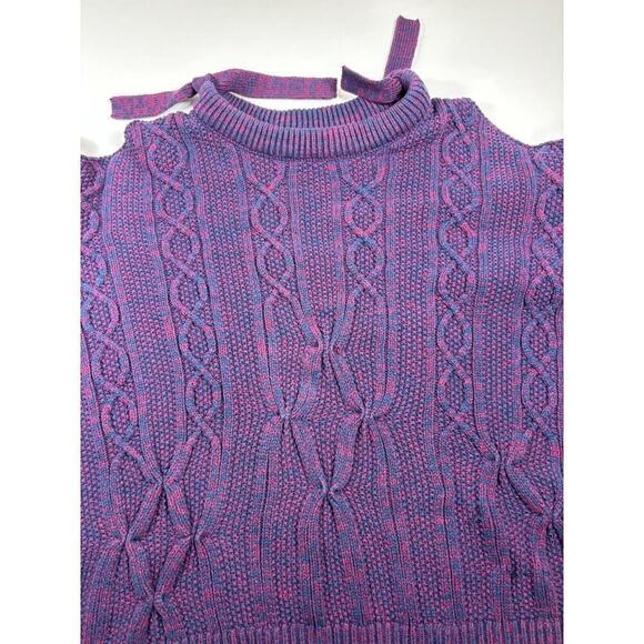 Project Naadam Sweater Purple Pink XS Cable Knit Ties Tie Accents - Picture 13 of 14